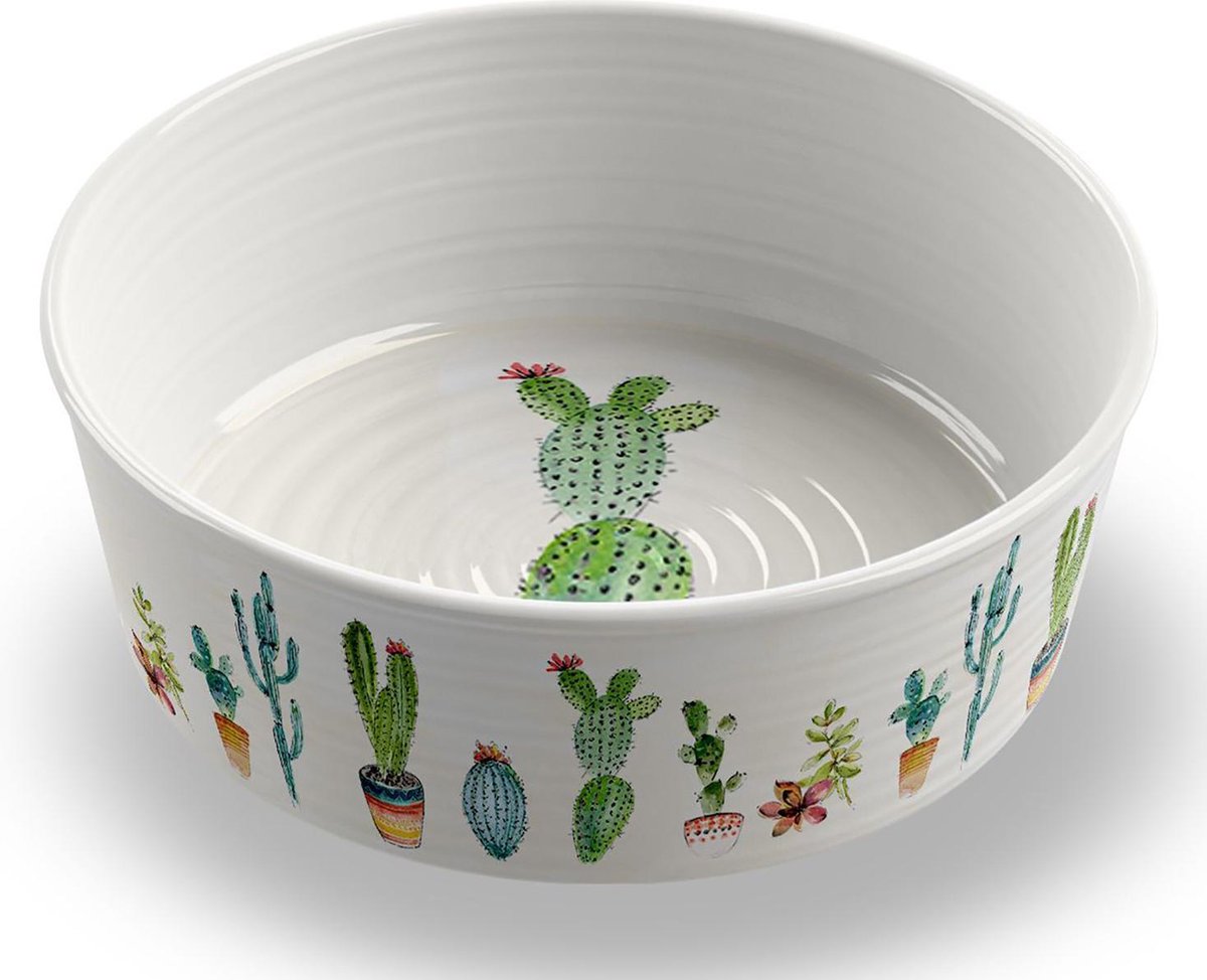 Tarhong voerbak hond cactus print 1 melamine 22x7 cm 1890 ml