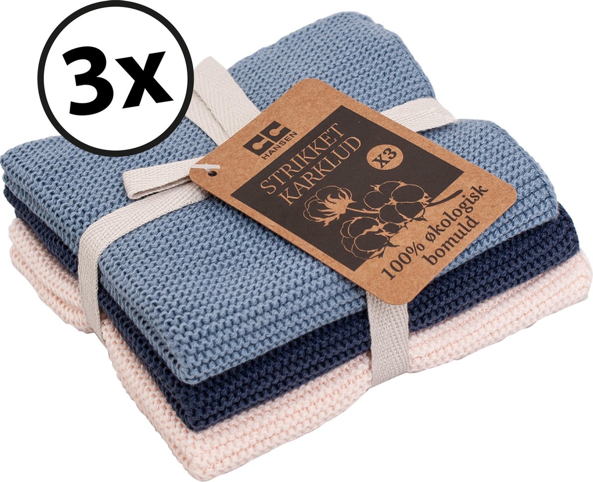 CC Hansen gebreide vaatdoekjes - Trend 3 x 3-pack