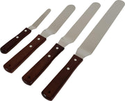Krumble Patisserie set | spatel set | glaceermes set van 4 spatels RVS met houten handvat