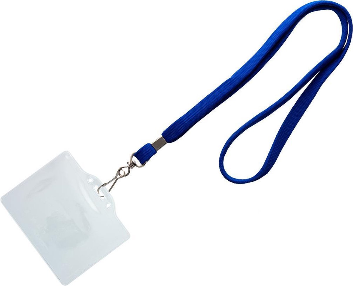 10 Lanyards + 10 badgehouders blauw