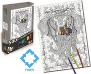 Puzzel Kleuren | Kleurpuzzels voor Volwassenen - Kinderen Puzzel Kleurplaat | Puzzel Kleuren Volwassenen - Legpuzzel 500 stukjes – Olaf de Olifant