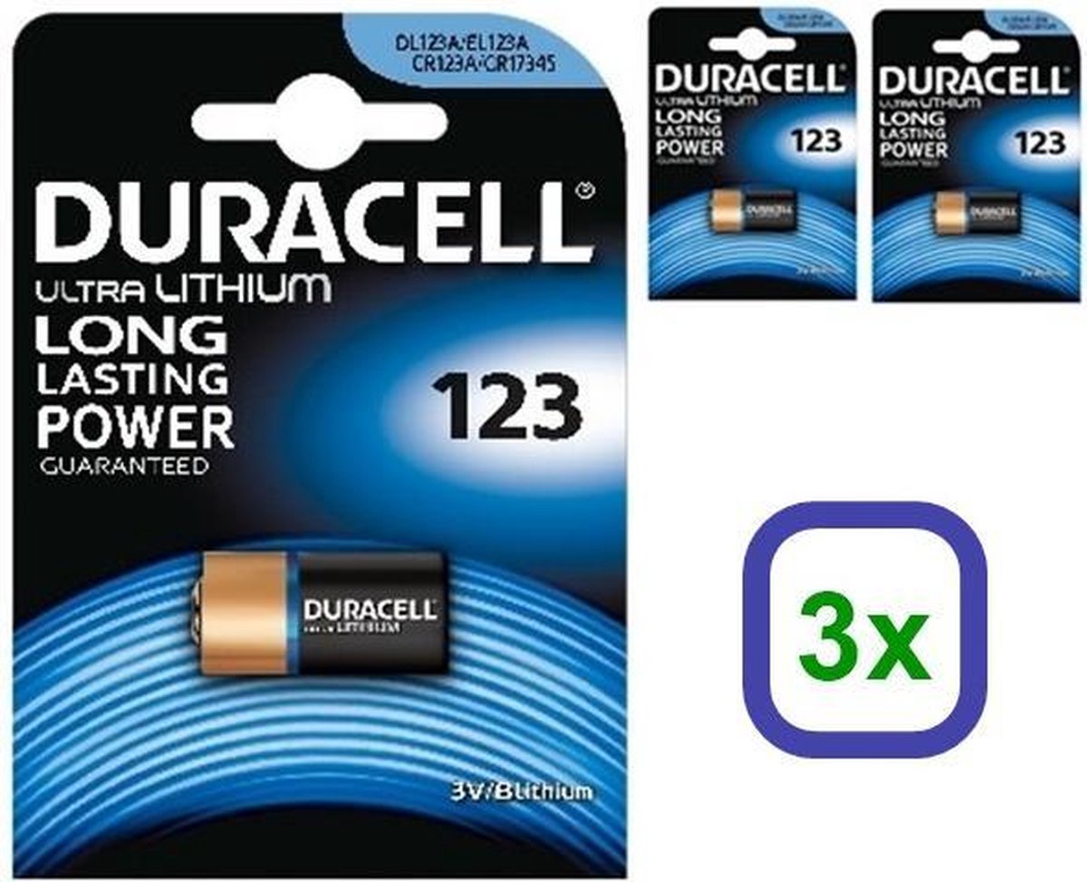 3 Stuks - Duracell CR123 CR123A Blister Pack