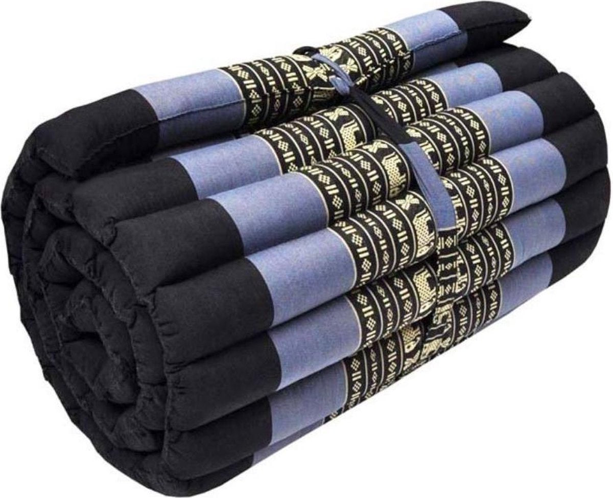 Opvouwbaar matras - Vloerkussen - Meditatiemat - Vloermatras - Rolmatras Thais - Thais kussen - Grijs-Zwart (180x78)