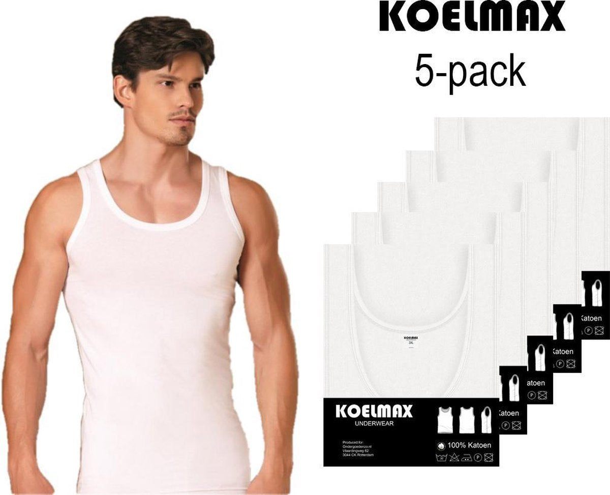 Koelmax - Heren onderhemd - Wit - 5 Pack - Maat S