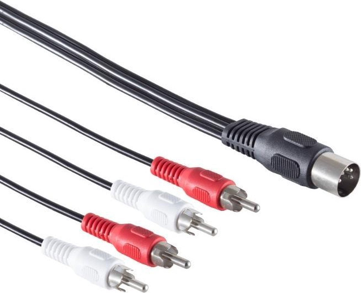 Transmedia DIN 5-pins - 2x Tulp stereo 2RCA audiokabel (recorder - recorder) / zwart - 1