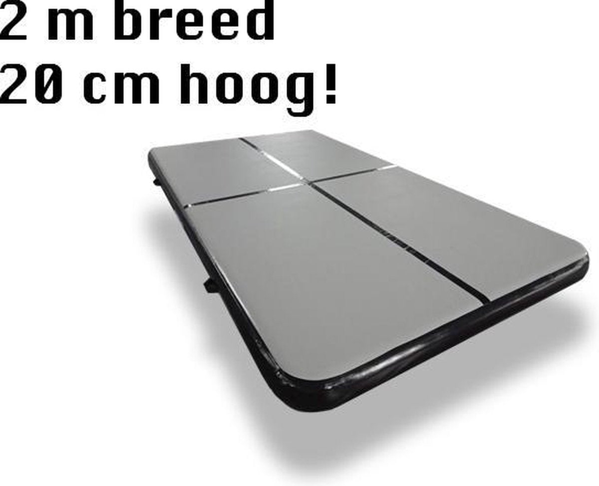 AirTrack Pro - Turnmat - Gymnastiek Zwart| 400x200x20 CM | Sporten & Spelen | Buiten & Binnen | Waterproof | Met elektrische pomp