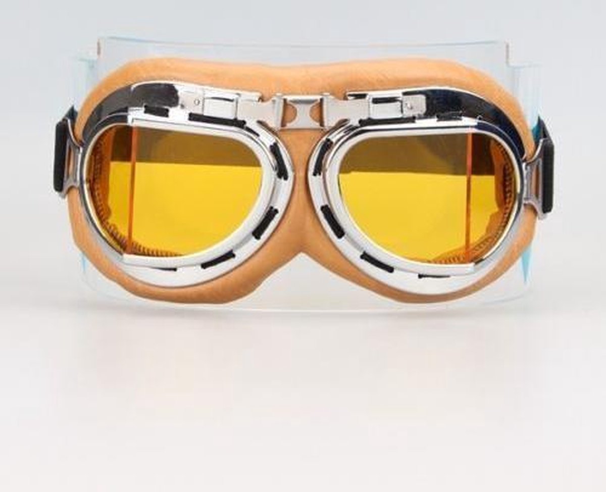 Creme pilotenbril geel glas
