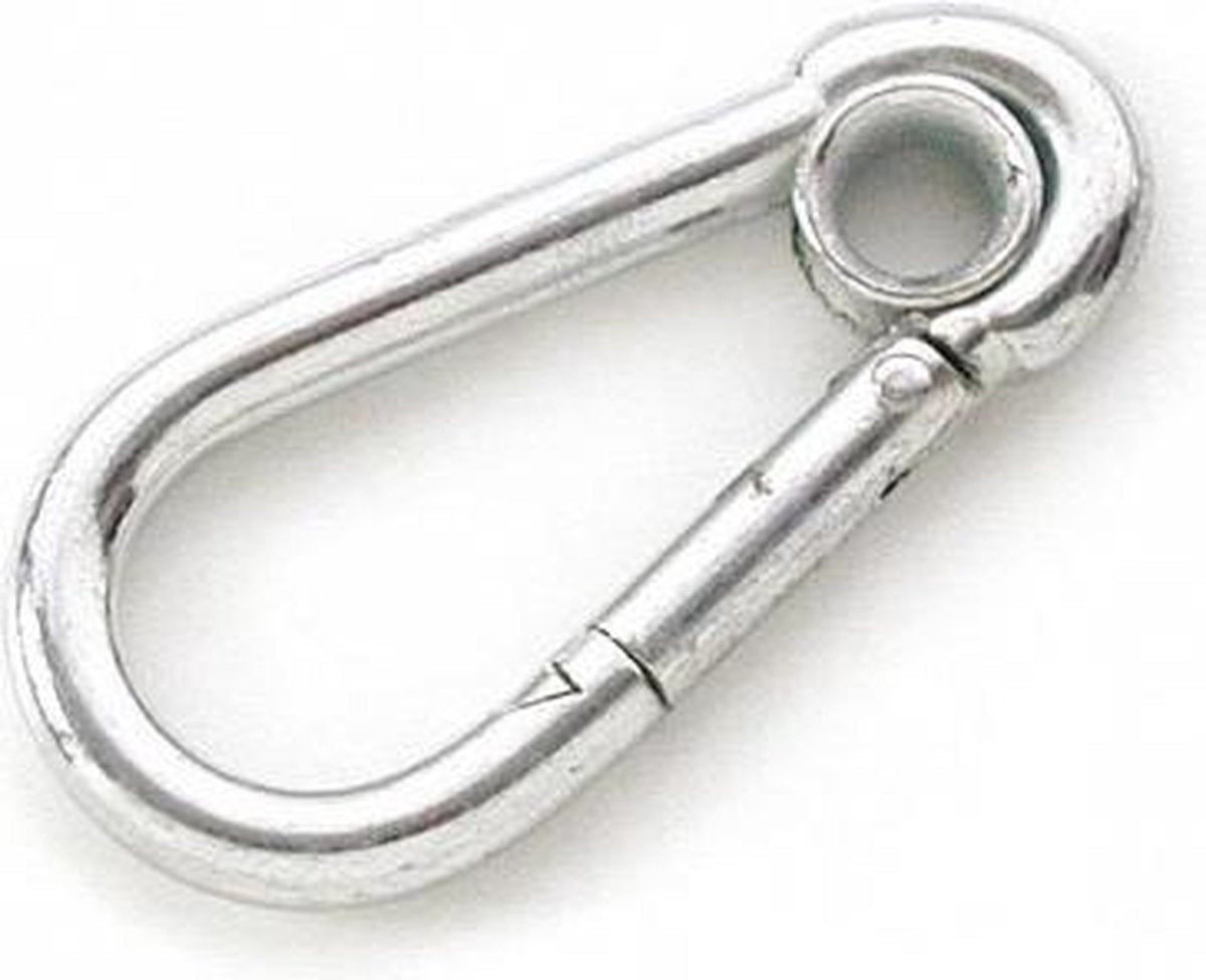 Karabijnhaak met ring 10x100 mm Verzinkt SWL: 170kg (1 stuk)