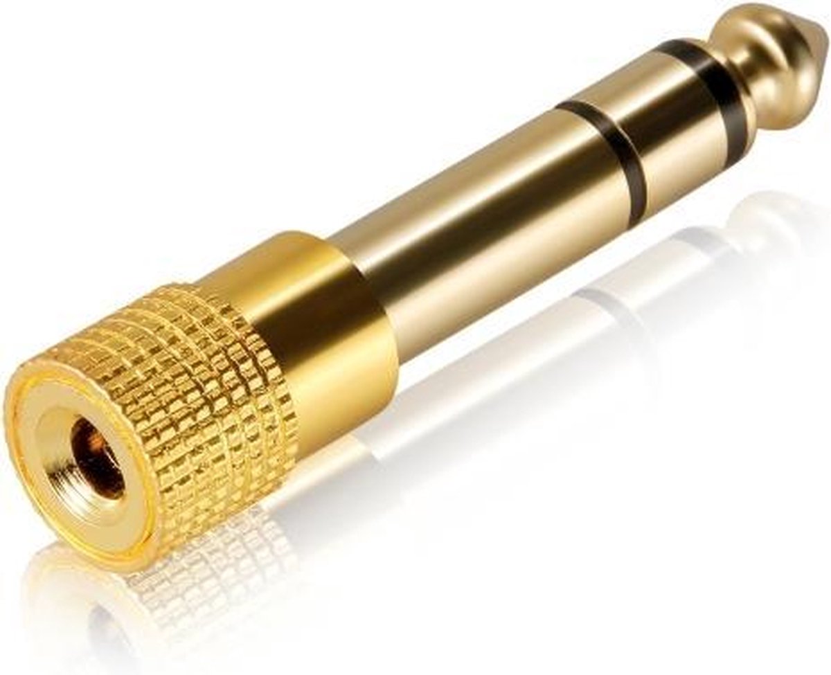 6.35MM Male naar 3.5MM Female Aux Microfoon Aansluiting Adapter|Gold Plated|Premium Kwaliteit