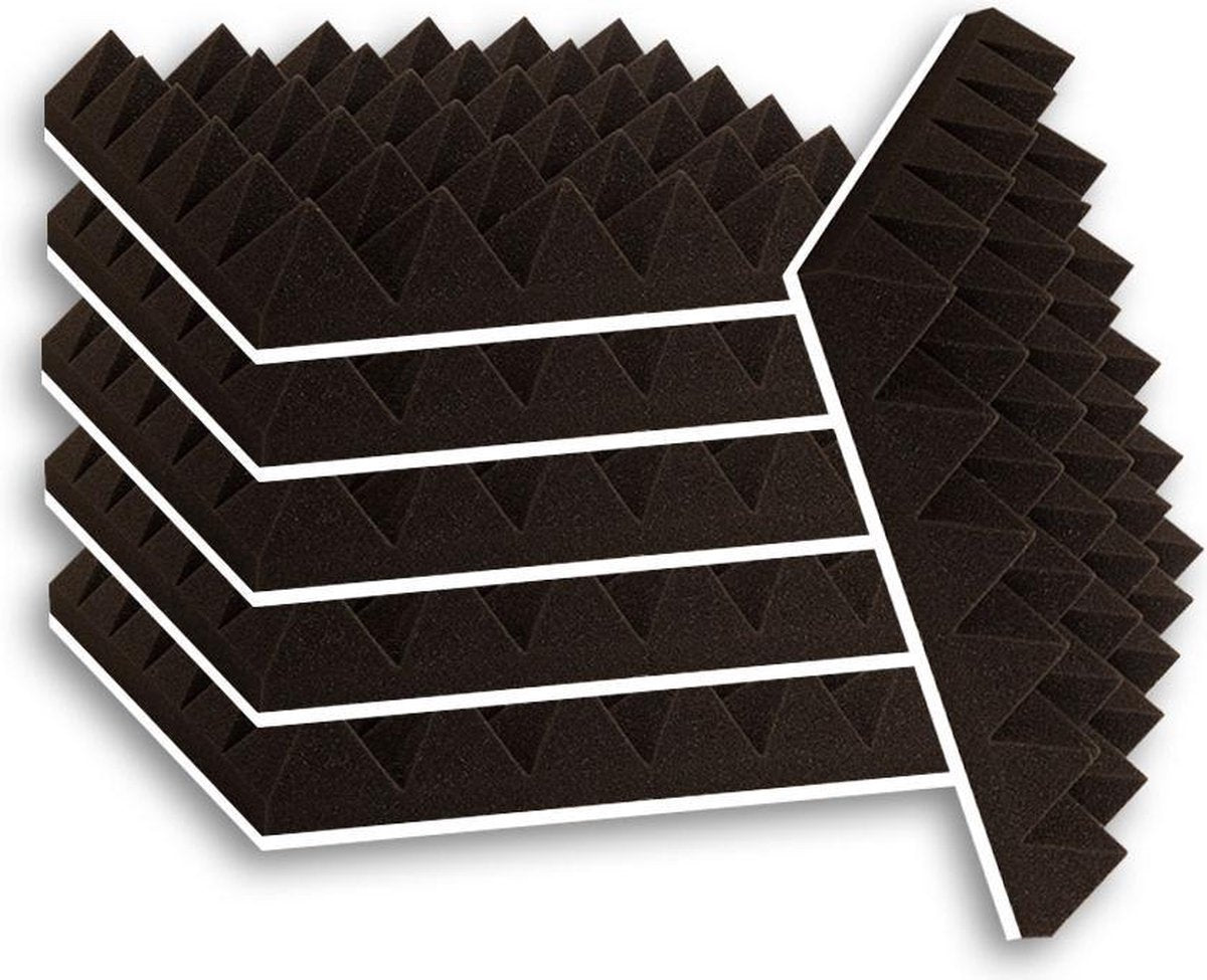 Zelfklevende geluidsisolatie pyramide | Akoestische panelen | isolatieplaten | Studioschuim | Geluidsdemper | 30 x 30 x 5 cm | 0