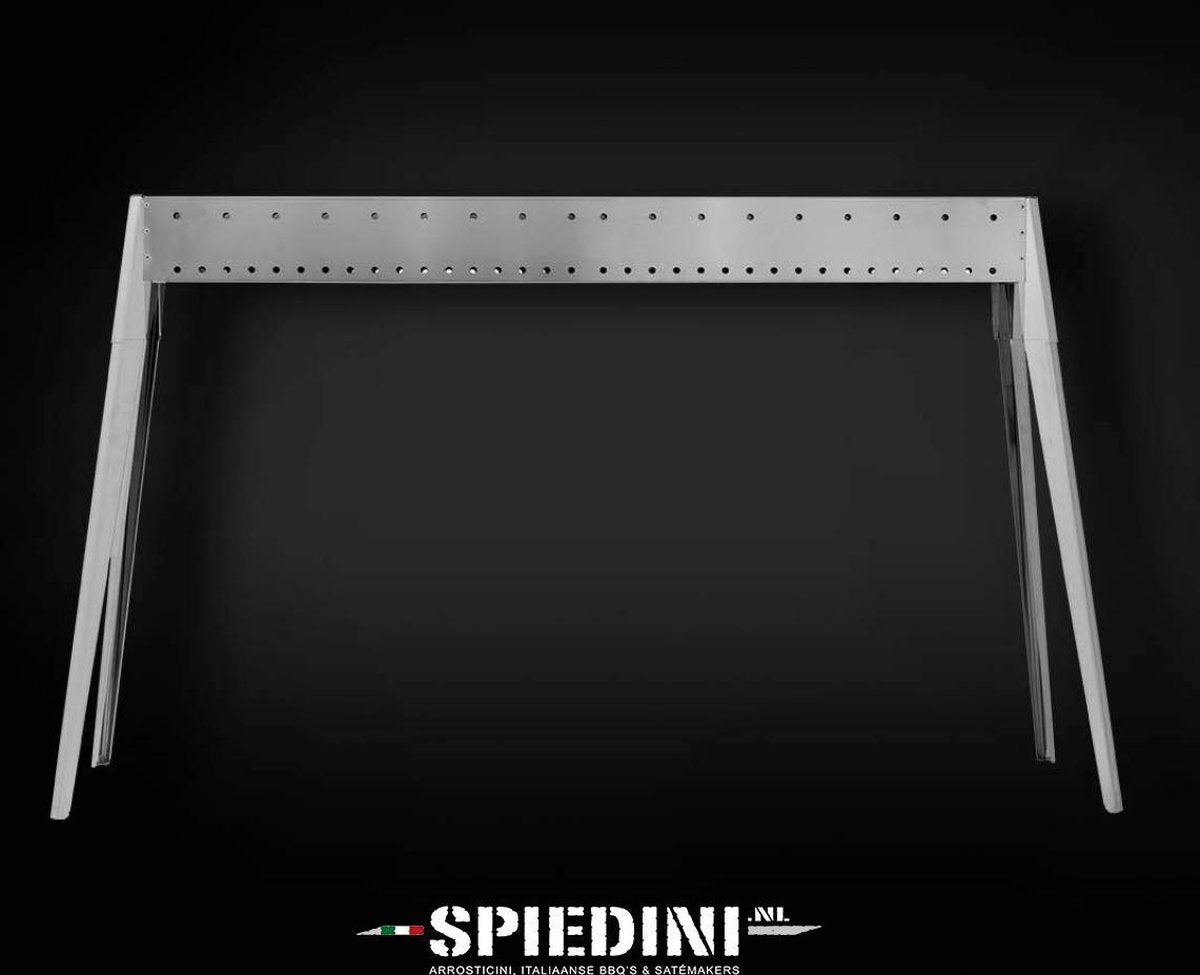 Spiedini - Miami 120 - Smalle dubbelwandige bbq voor saté of spiesjes (120 cm) + rooster (37 cm) - Roestvrij staal