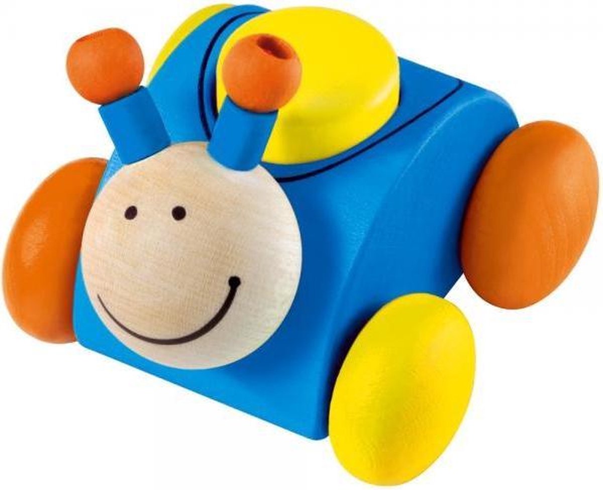 Selecta Speelgoedkever Rollina Junior 3 X 1 Cm Hout Blauw/geel
