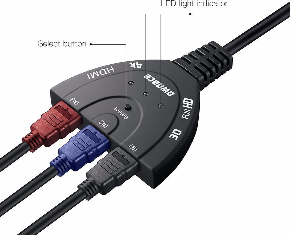 4K - HDMI Kabel 3 in 1 uitgang - Adapter - 4K HDMI Splitter - 1080p - Zwart HDMI SWITCH HDMI verdeler