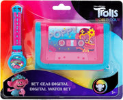 Trolls Horloge & Portemonnee Meisjes 10 Cm Blauw/roze 2-delig