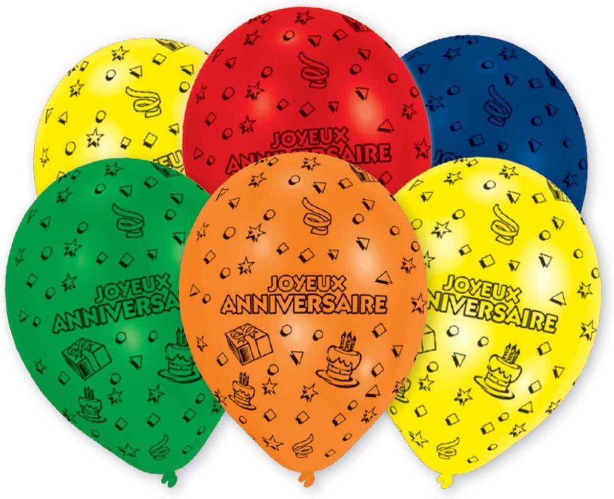 Amscan Ballonnen Joyeux Anniversaire 25 Cm 6 Stuks