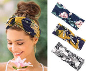 MINIIYOU® Set 3 stuks dames haarbanden gebloemd - meiden - tieners - vrouwen - volwassenen haarbanden gebloemd | haarband bloemenprint met knoop