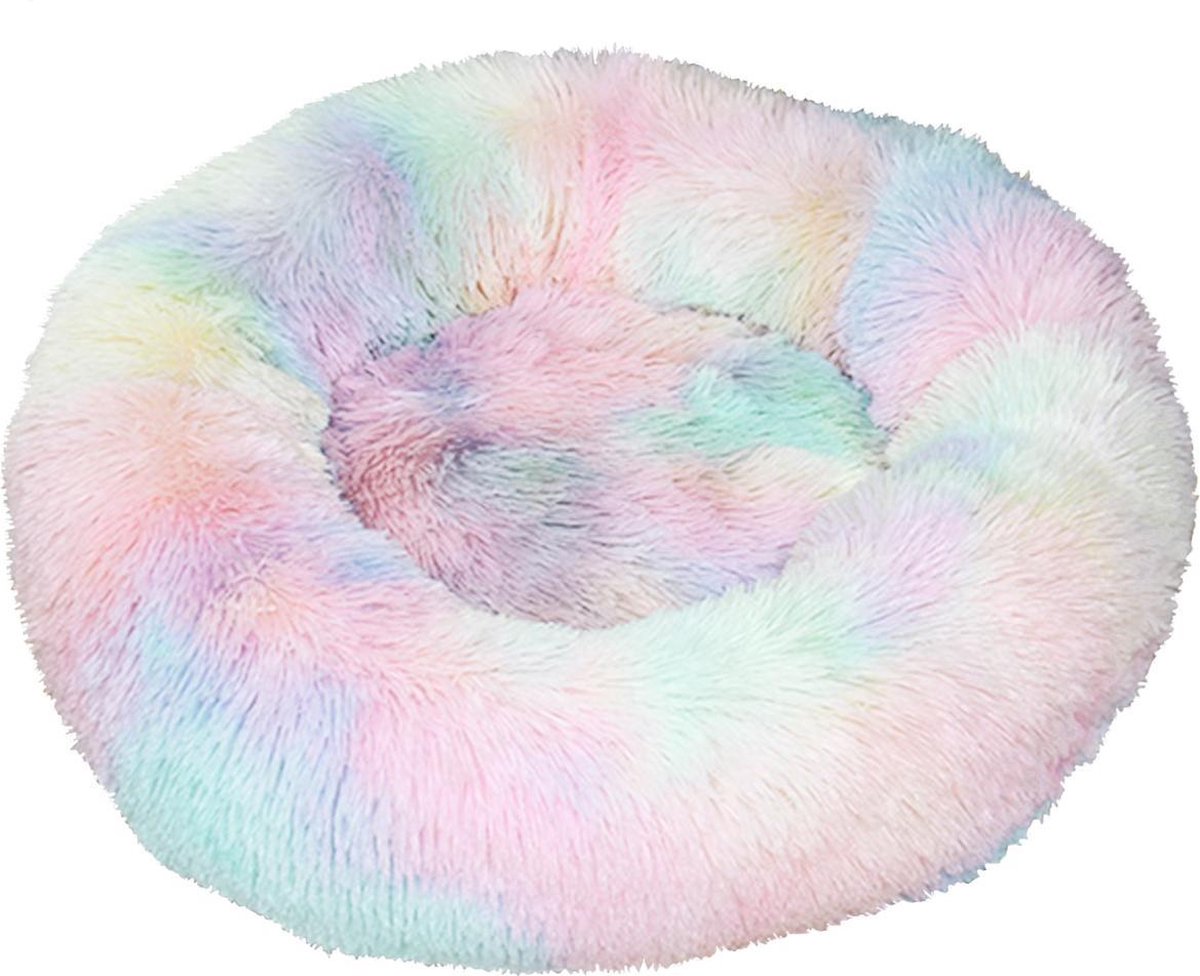 BEESSIES® donut hondenmand/hondenkussen 100 cm - pastel regenboog - huisdierbed  hondenbed - hond kussen mand