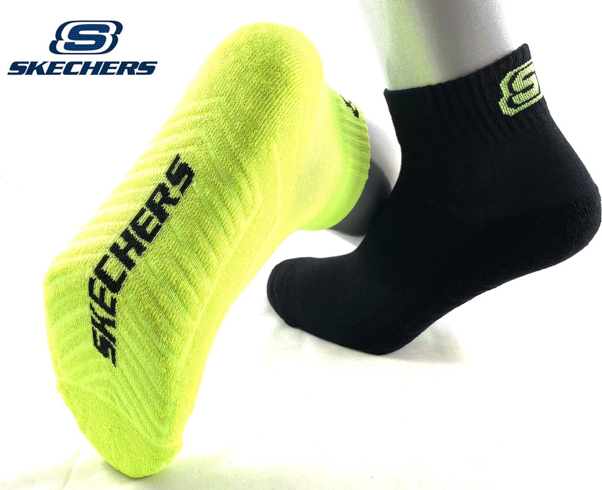 Skechers - Quarter Sokken - Heren/Dames - Badstof - Comfort Boord - Lemon/Glacier - 39-42