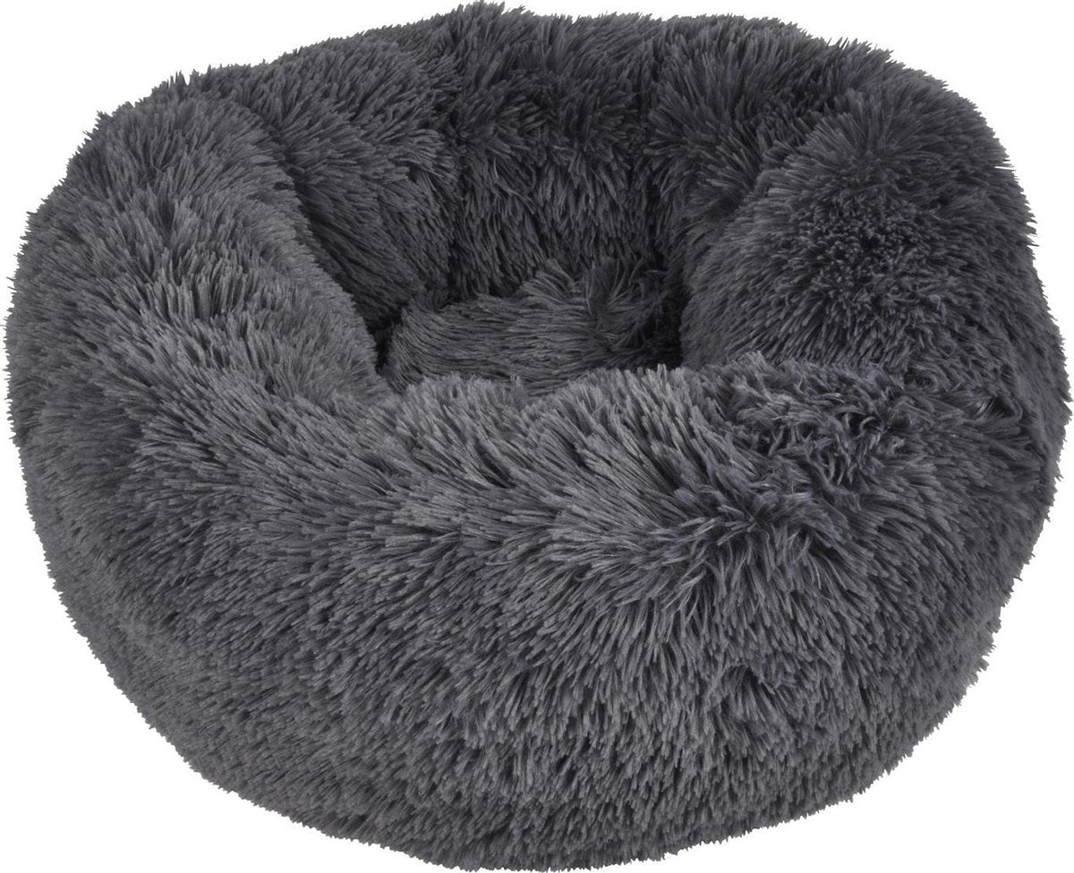 Kattenmand-Hondenmand-Fluffy rond 55cm donker grijs