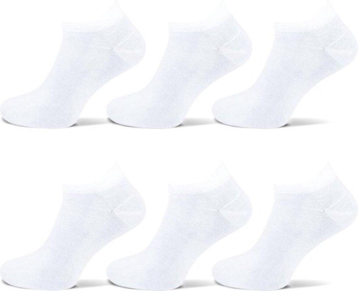Sokken sneaker met lipje 6 paar - Wit - Sneaker Sokken Dames / Heren - Maat 39/42