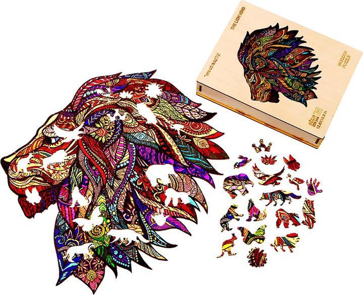 Houten puzzel - 3D Leeuwen puzzel - Dieren figuur puzzels - Leg puzzel - Educatieve puzzel in verschillende kleuren - Voor volwassenen & kinderen