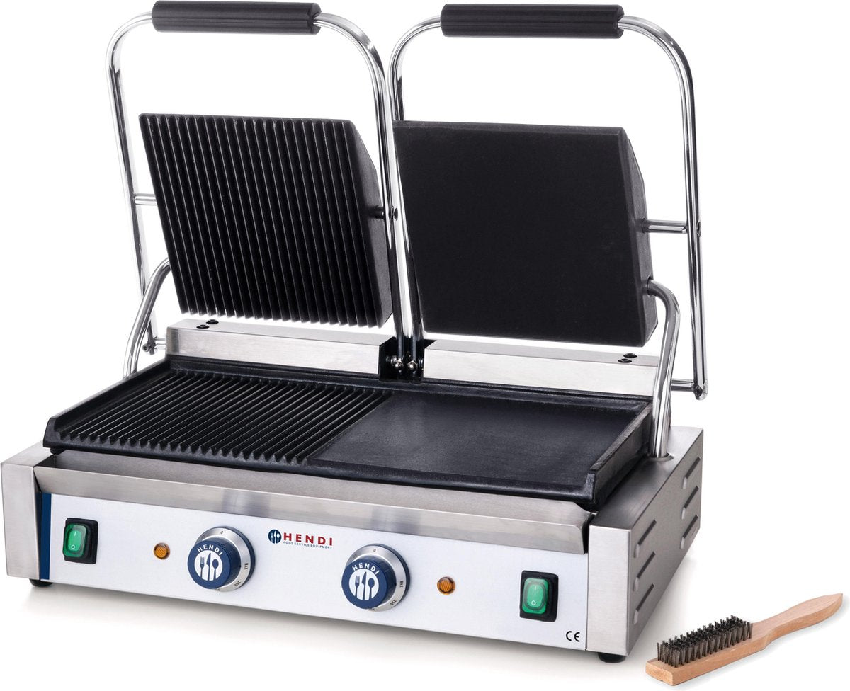 Hendi Dubbele Contactgrill Professional - Gegroefd/Glad - Grilloppervlakte: 47
