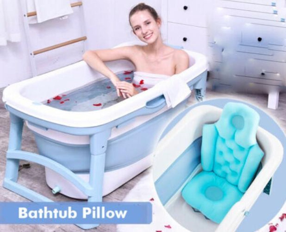 Luxe Badkussen met Anti Slip - Home Spa Kussen voor Rug/Schouder/Nek - Orthopedisch Hoofd Steun en rug steun voor In Bad en Jacuzzi - Blauw