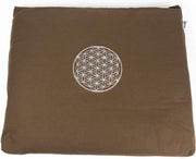 Meditatiemat Zabuton Bruin Katoen – Flower of Life – 68 x 56 x 6 cm – incl. binnenhoes