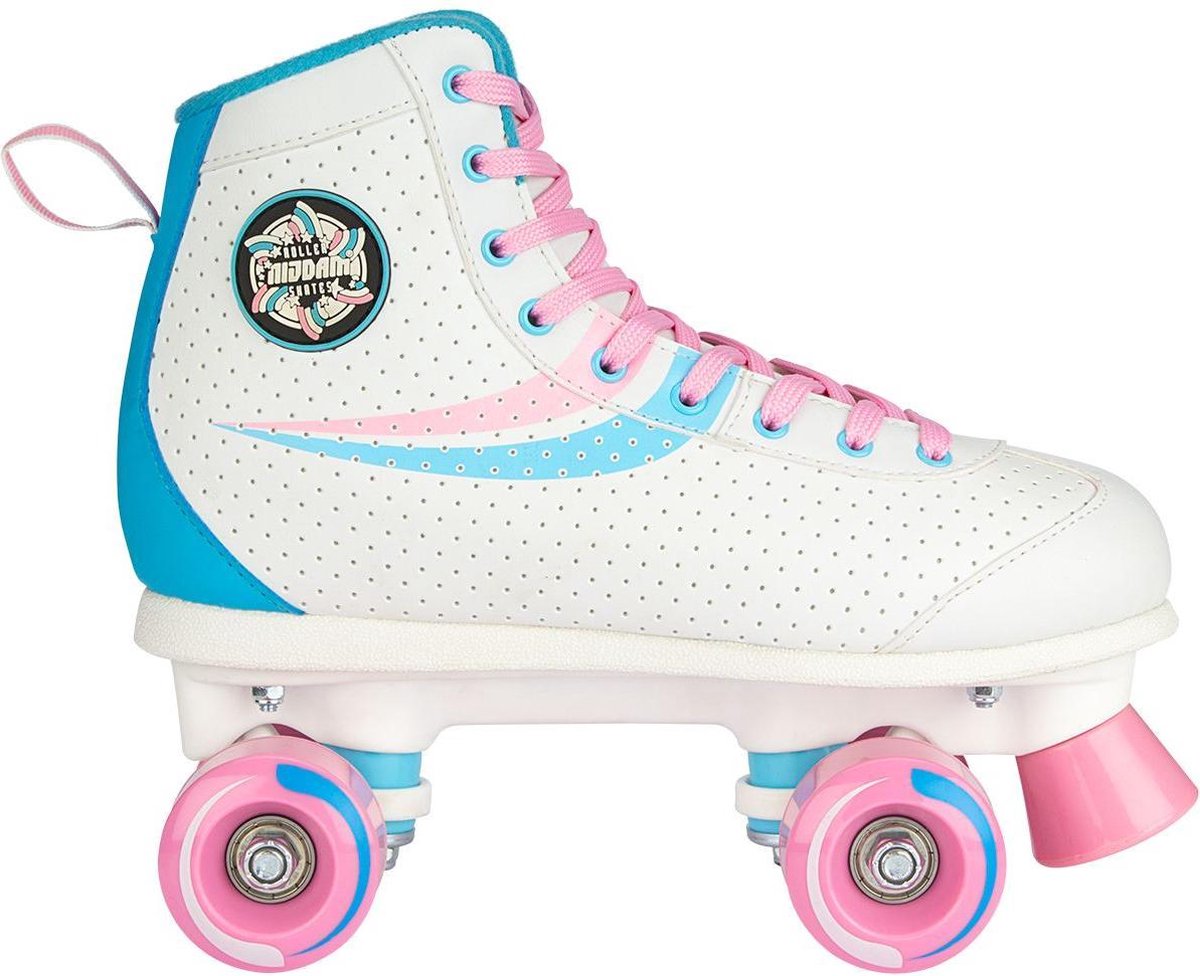 Nijdam Rolschaatsen - Retro Swirl - Wit/Lichtblauw/Licht roze - 38