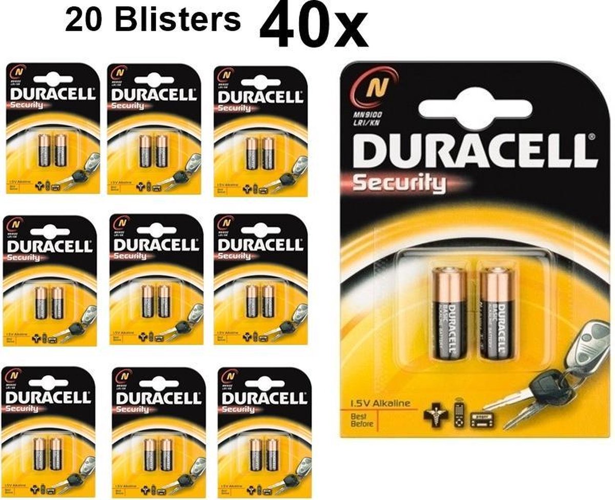 40 Stuks (20 Blisters a 2st) - Duracell LR1 / N / E90 / 910A 1