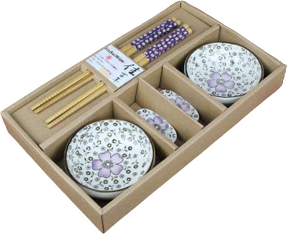Winkrs - 2 persoons Japanse Sushi servies set (paars) met eetstokjes
