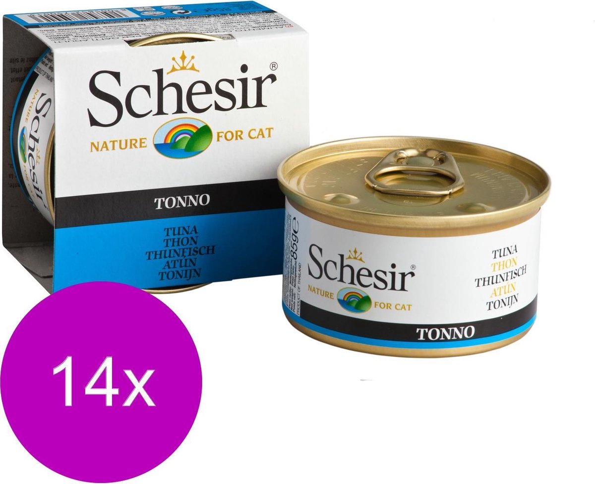 Schesir Kat Blik Gelei Vis 85 g - Kattenvoer - 14 x Tonijn