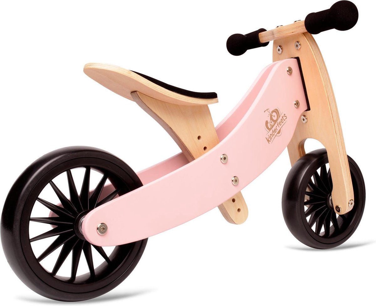 Kinderfeets - Houten driewieler Loopfiets - Tiny Tot Plus 2-in-1	- Rose