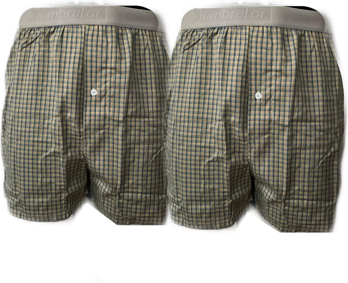 Embrator 2-stuks mannen Boxershorts geweven katoen blauw/grijs/geel XXL