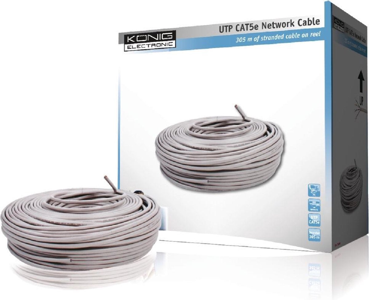 König - Internetkabel UTP CAT5e - grijs - 305 meter