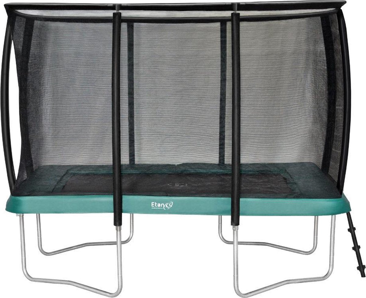 Etan Premium Gold Trampoline met net deluxe - 281 x 201 cm / 0965 ft - incl. Deluxe Veiligheidsnet - UV-bestendig Randkussen - Groen - Rechthoekig