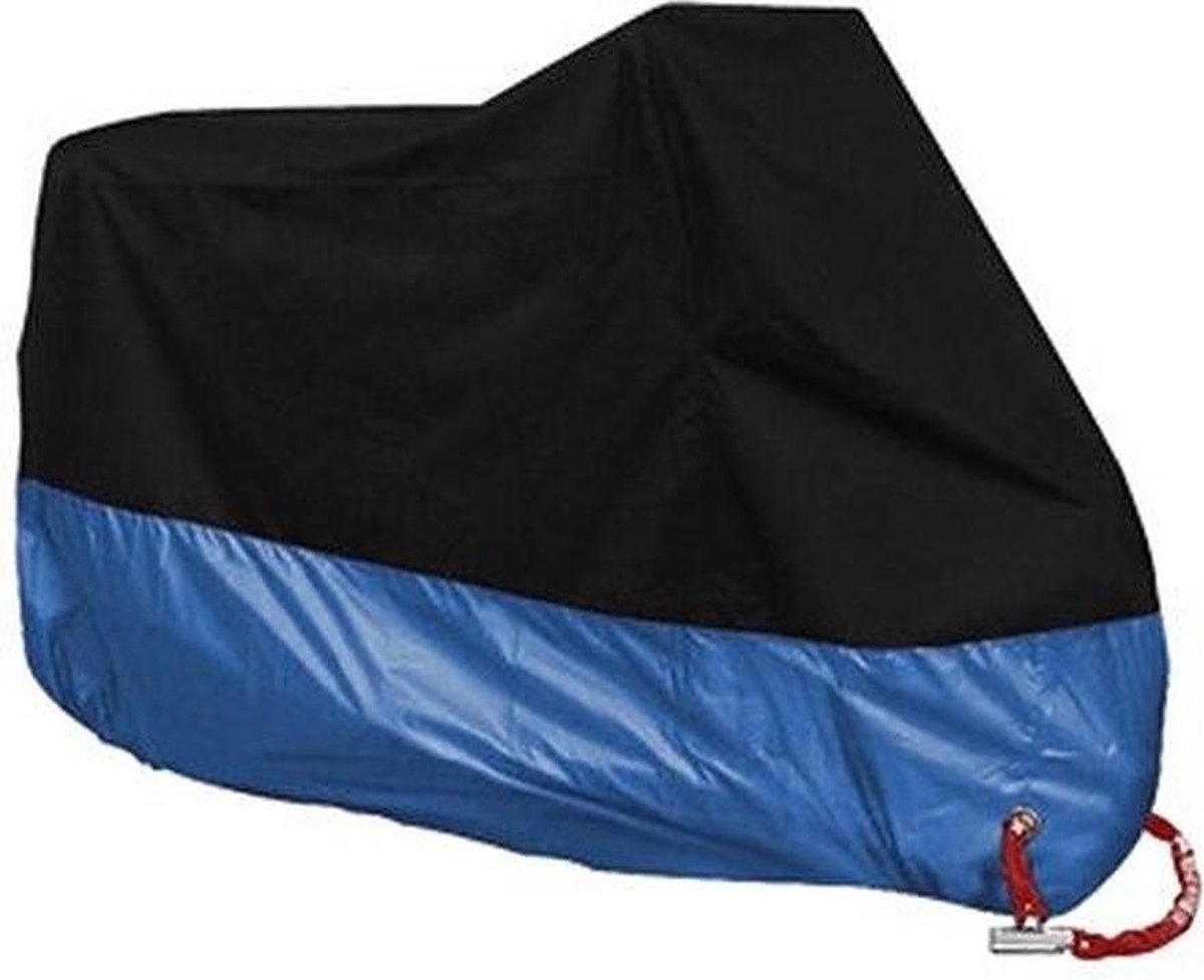 Motorhoes - Scooterhoes - Dekzeil - Zwart / Blauw - Polyester Afdek Hoes - Maat XL - 200cm tot 210cm - Inclusief Oog voor Kettingslot