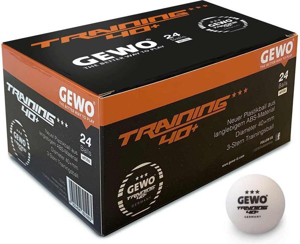 Gewo Tafeltennisballen Training box van 24 - 3* - Wit - Ping Pong Ballen