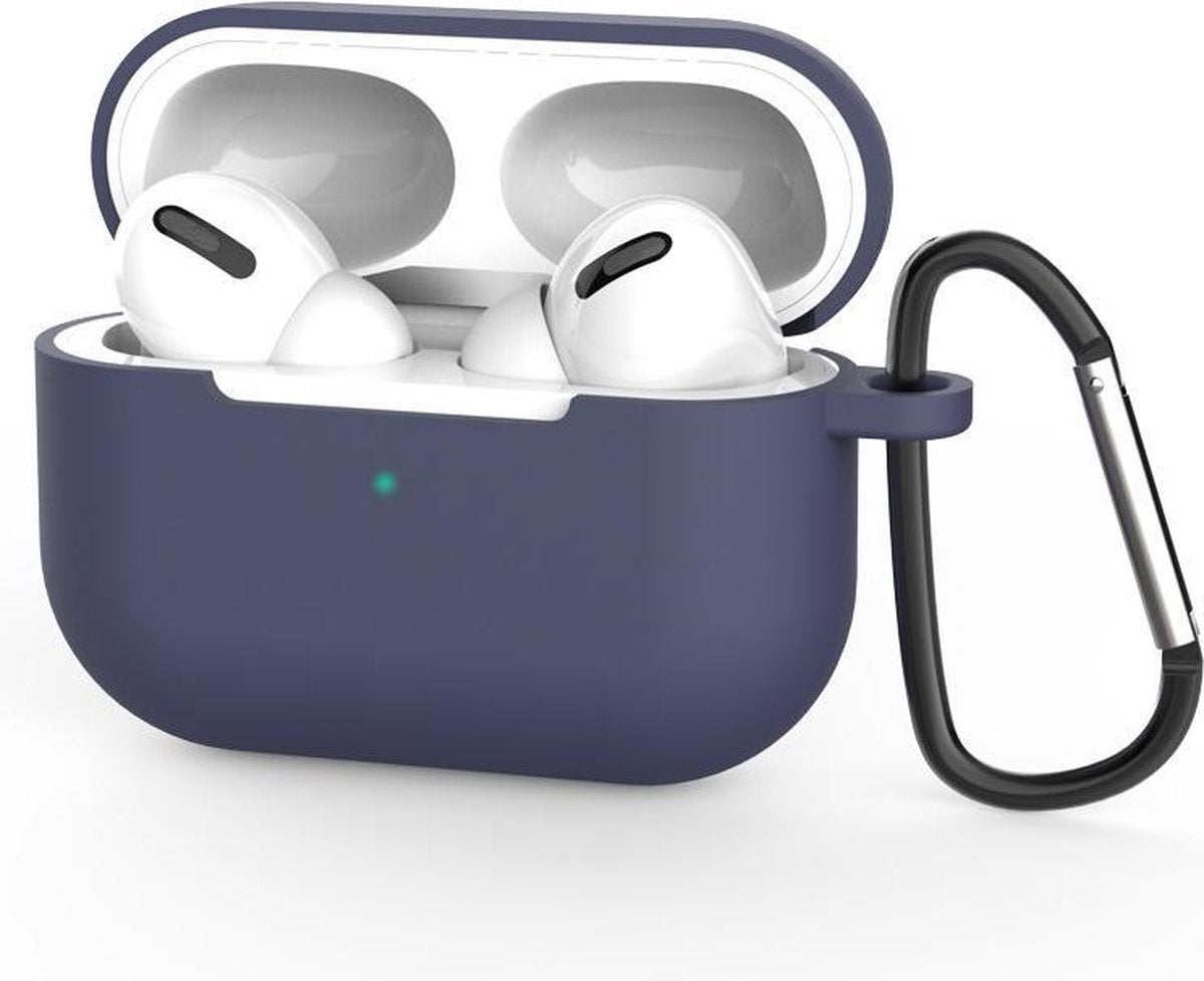 Siliconen Case Apple AirPods Pro blauw - AirPods hoesje blauw met Haak - AirPods case