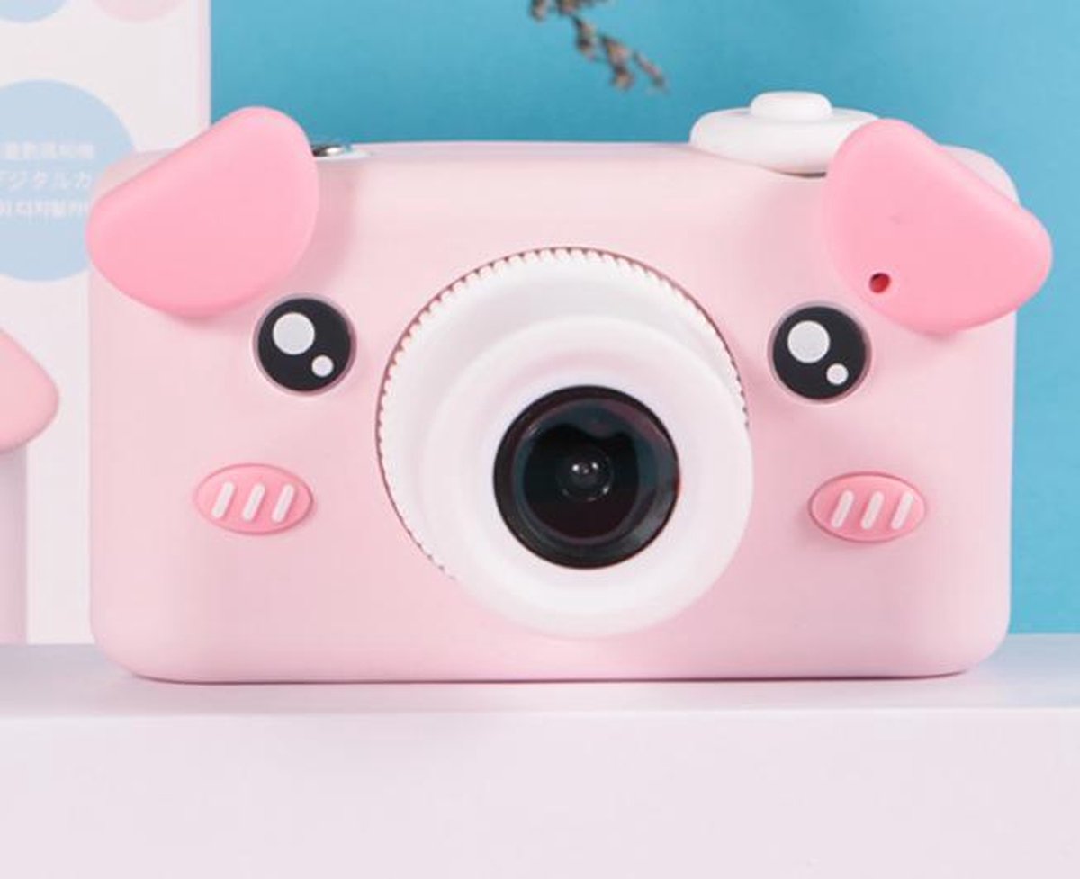 KOOOL Sakura-varken Digitale Kindercamera 2600W HD & 2.5 uur lang 1080*1920 HD-video & Slimme Systeem inclusief Micro SD Kaart 32GB & Zachte siliconen beschermhoes -  Getimede foto & Continu fotograferen - Compact Fototoestel Kinderen - Vlog Camera