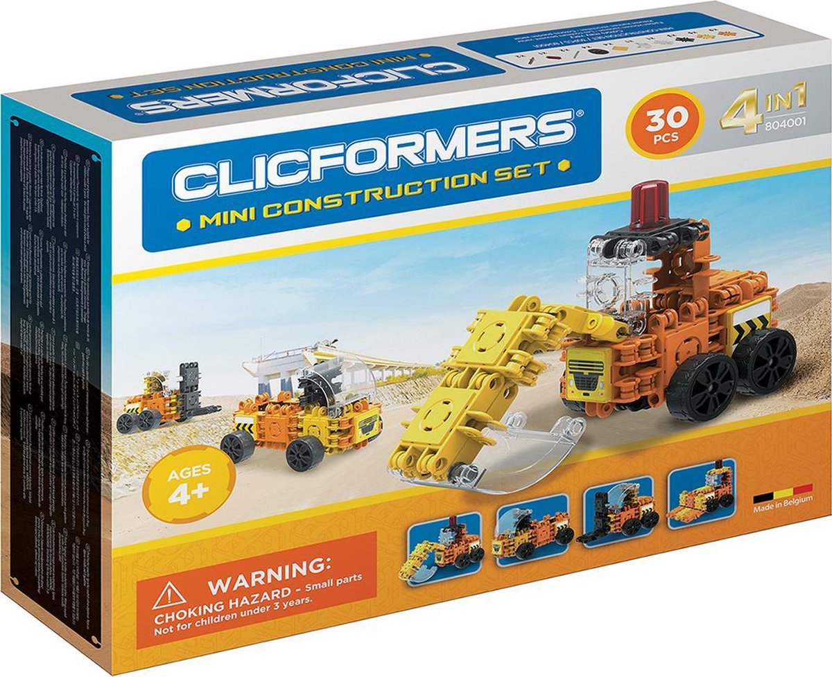 Clicformers bouwblokken - Mini Construction 30 pcs bouwset - gepatenteerd constructie speelgoed - made in Belgium bouwspeelgoed