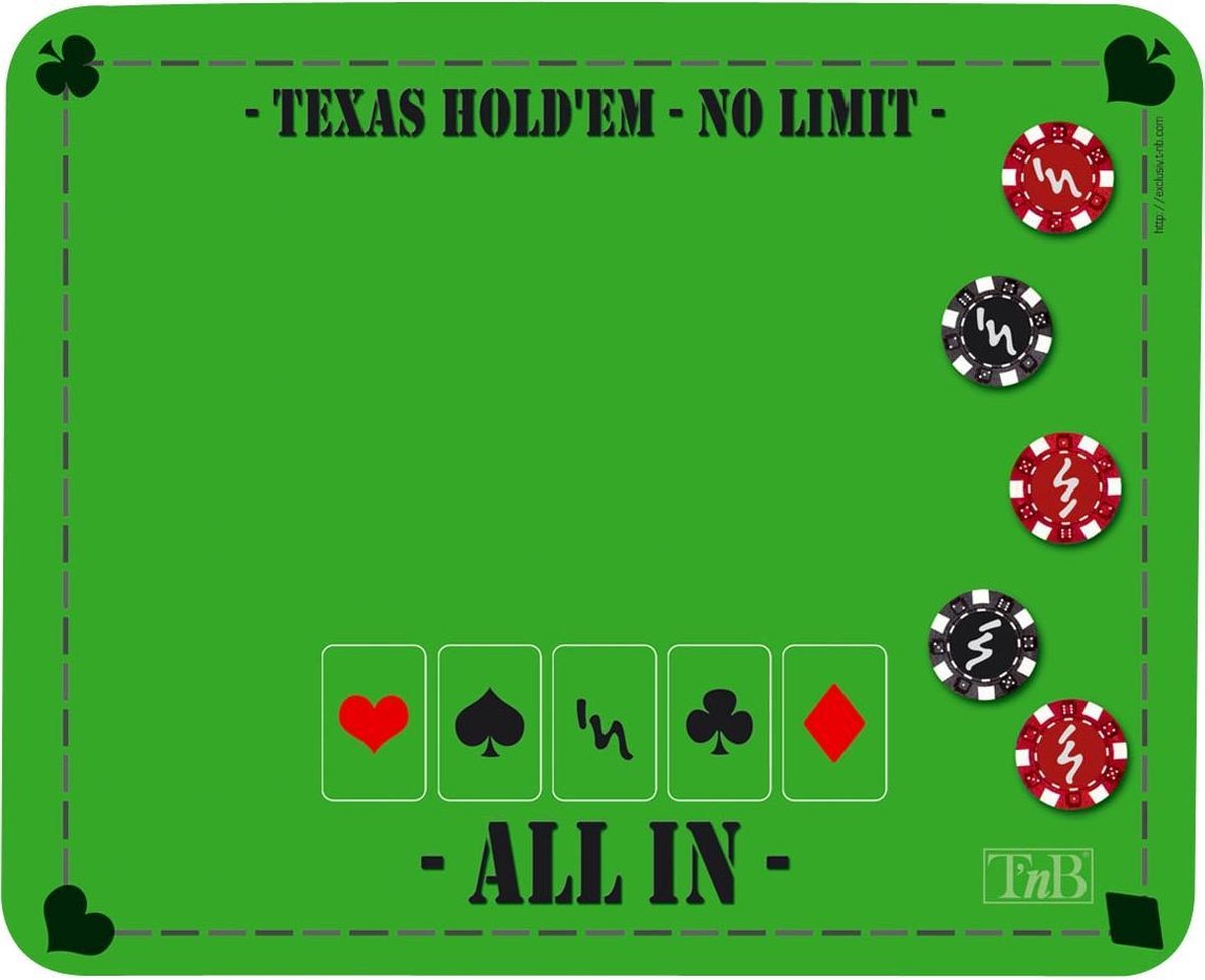 T'nB ACSOPOKER01 | Muismat | Ultradun 3mm | Poker Motief | Groen