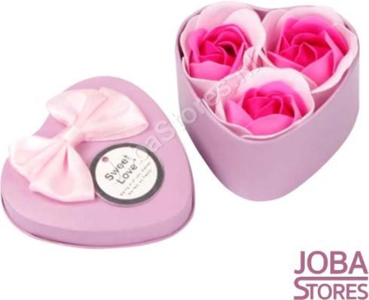 Zeep Roosjes Hart met 3 roosjes (Roze)