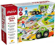Houten vloerpuzzel circuit Formule 1 race spel