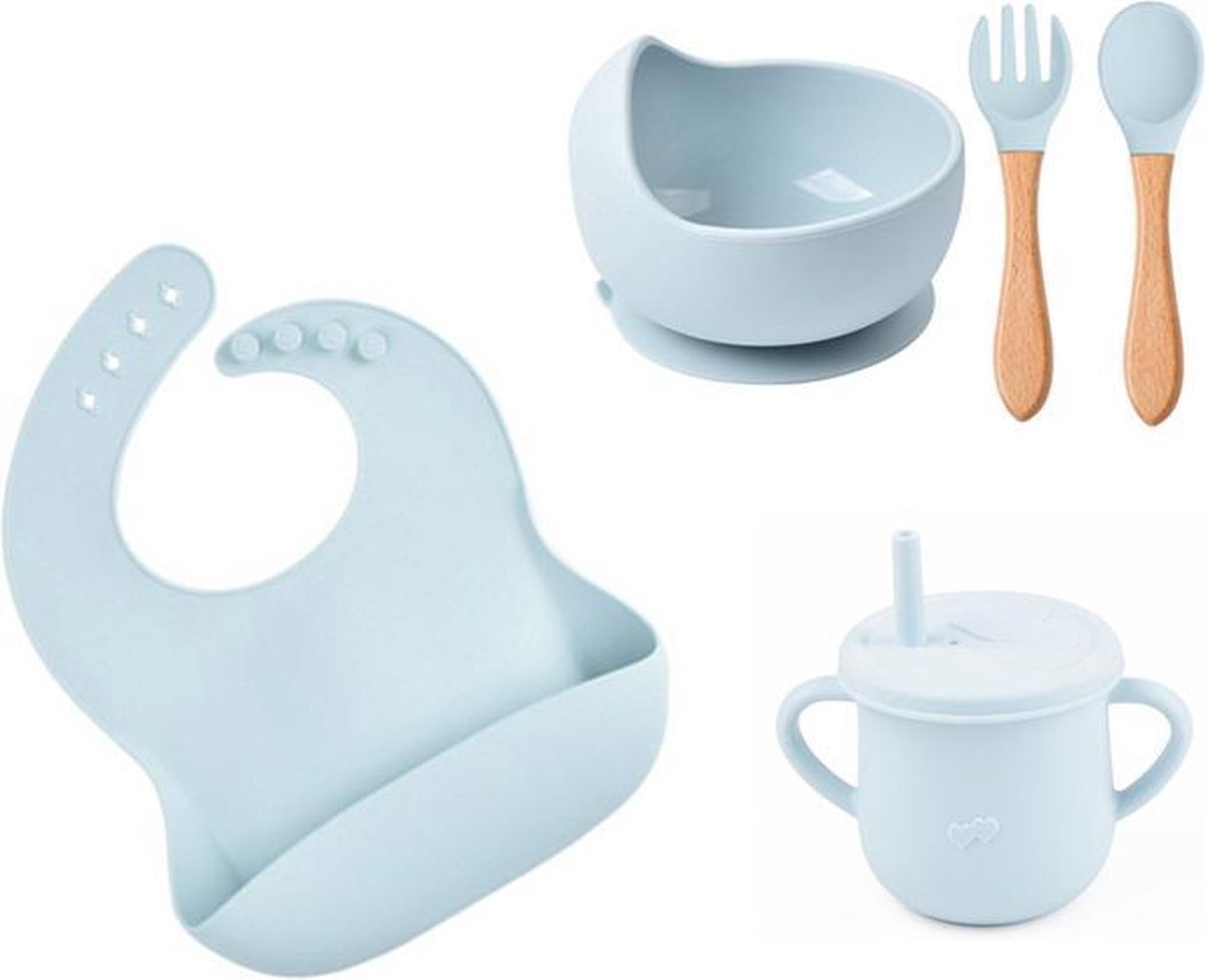 Baby Siliconen 5- delig / kinderservies voor Baby / Jongen / Meisje - Onbreekbaar /Beker