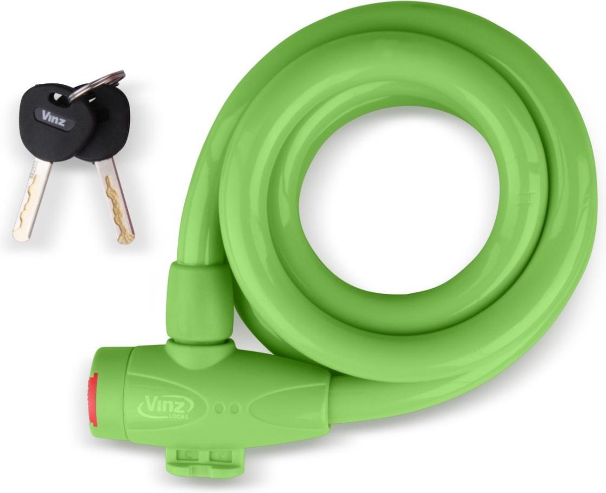 Vinz Musala Spiraal Kabelslot / Fietsslot voor Kinderfiets 15mm Groen - 150cm