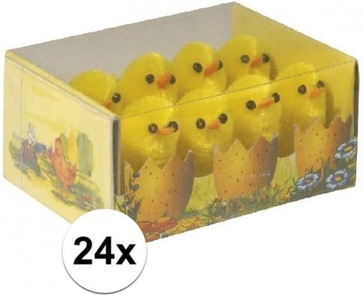 24x Paaskuikentjes 3 cm - Paasversiering / Paasdecoratie