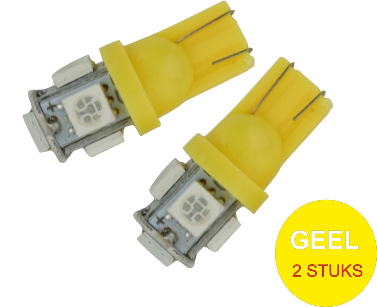 T10 5-LED 10-32 VOLT Geel Auto-Vrachtwagen-Interieur-Binnenverlichting
