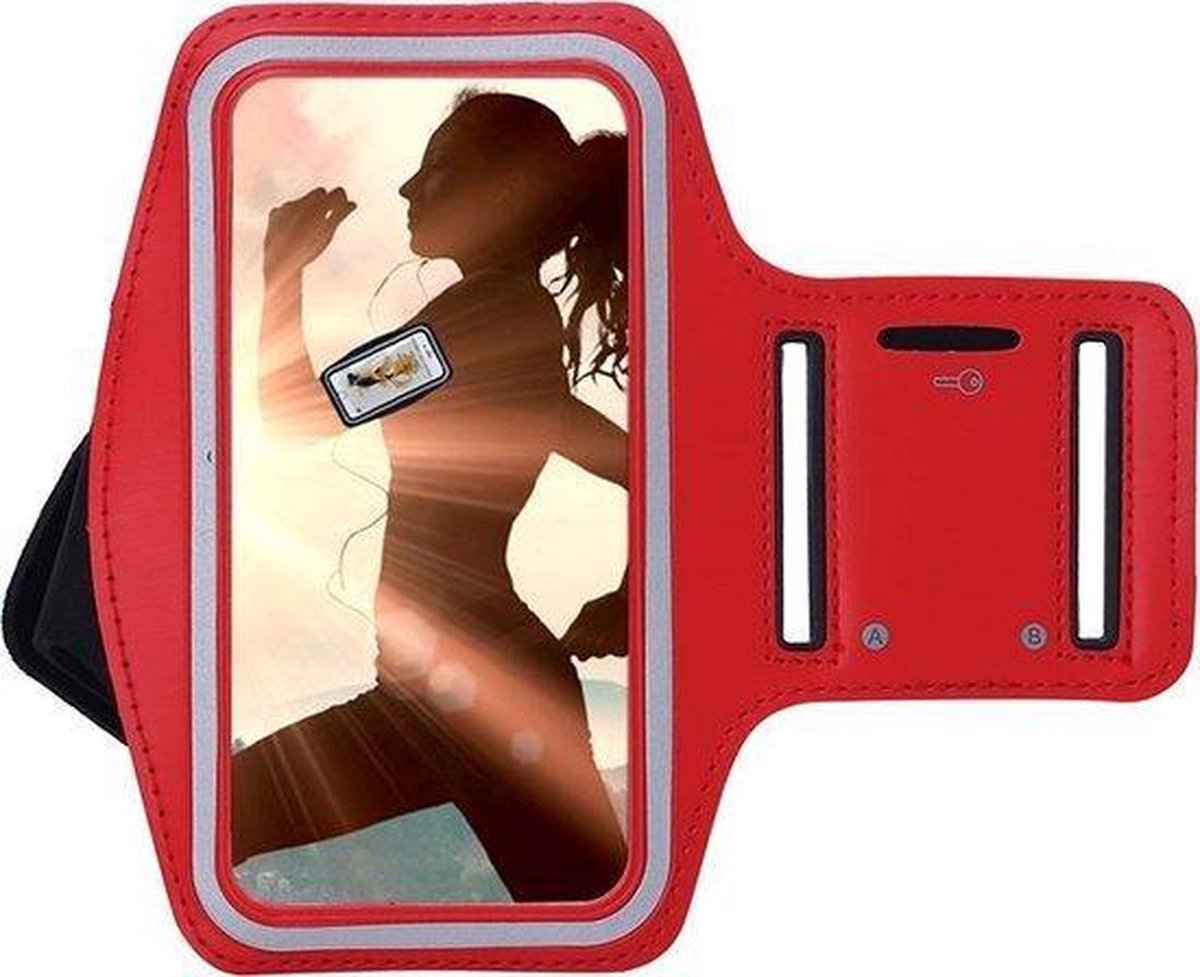 Samsung Galaxy A12 Sportband hoes sport armband hoesje Hardloopband Rood