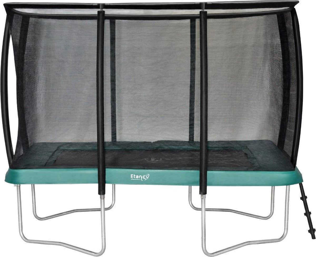 Etan Premium Gold Trampoline met net deluxe - 310 x 232 cm / 1075 ft - incl. Deluxe Veiligheidsnet - UV-bestendig Randkussen - Groen - Rechthoekig